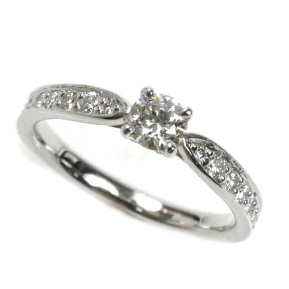 TIFFANY & CO. Platinum Diamond Ring - Picture 1 of 8